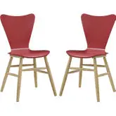 Cascade Dining Chair in Red Wood on Dowel Legs (Set of 2)