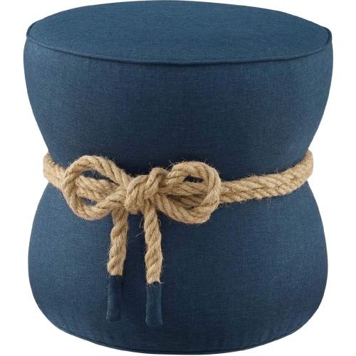 Beat Ottoman in Blue Fabric & Nautical Rope