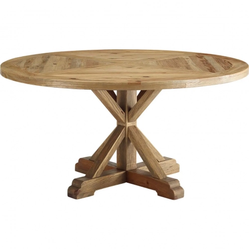 Column 59" Round Dining Table in Old Pine Wood