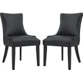 Marquis Dining Chair in Black Leatherette w/ Nailhead (Set of 2)