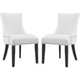 Marquis Dining Chair in White Leatherette w/ Nailhead (Set of 2)