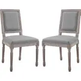 Court Dining Chair in Light Gray Fabric & Weathered Wood (Set of 2)