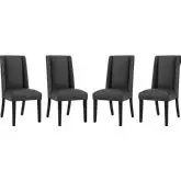 Baron Dining Chair in Black Leatherette w/ Nailhead (Set of 4)