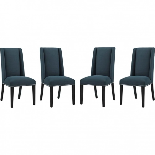 Baron Dining Chair in Azure Blue Fabric w/ Nailhead (Set of 4)