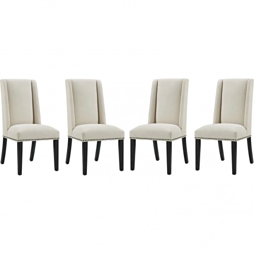 Baron Dining Chair in Beige Fabric w/ Nailhead (Set of 4)