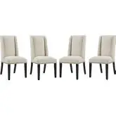 Baron Dining Chair in Beige Fabric w/ Nailhead (Set of 4)