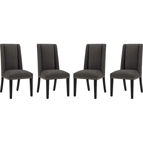 Baron Dining Chair in Brown Fabric w/ Nailhead (Set of 4)