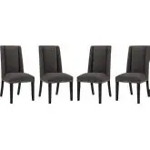 Baron Dining Chair in Brown Fabric with Nailhead (Set of 4)