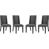 Baron Dining Chair in Gray Fabric w/ Nailhead (Set of 4)