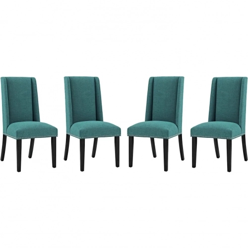 Baron Dining Chair in Teal Fabric w/ Nailhead (Set of 4)