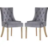 Pose Dining Chair in Tufted Gray Velvet (Set of 2)