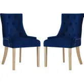 Pose Dining Chair in Tufted Navy Blue Velvet (Set of 2)