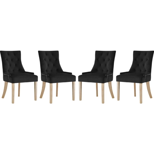 Pose Dining Chair in Tufted Black Velvet (Set of 4)