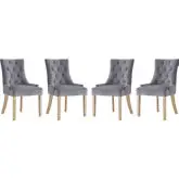 Pose Dining Chair in Tufted Gray Velvet (Set of 4)