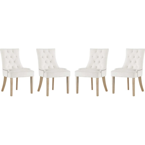 Pose Dining Chair in Tufted Ivory Velvet (Set of 4)