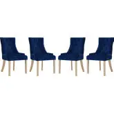 Pose Dining Chair in Tufted Navy Blue Velvet (Set of 4)