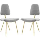 Ponder Dining Chair in Gray Velvet & Gold Stainless (Set of 2)