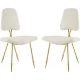 Ponder Dining Chair in Ivory Velvet & Gold Stainless (Set of 2)