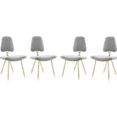 Ponder Dining Chair in Gray Velvet & Gold Stainless (Set of 4)