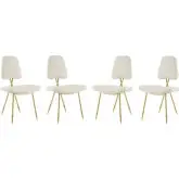 Ponder Dining Chair in Ivory Velvet & Gold Stainless (Set of 4)