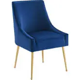 Discern Dining Chair in Navy Blue Velvet on Gold Stainless