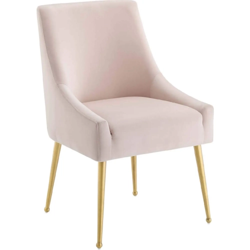 Discern Dining Chair in Pink Velvet on Gold Stainless