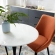 Lippa 28" Round Dining Table in White Wood & Black Metal