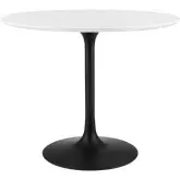 Lippa 36" Round Dining Table in White Wood & Black Metal