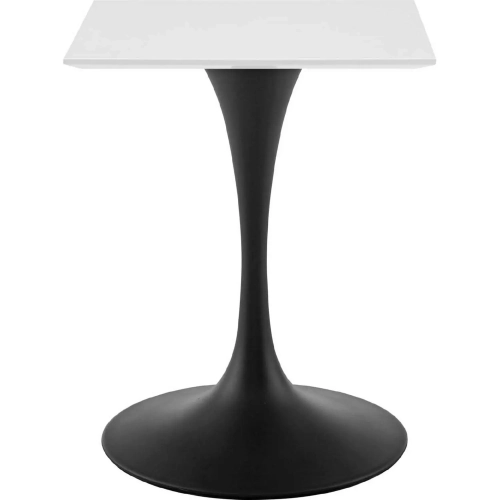 Lippa 24" Square Dining Table in White Wood & Black Metal