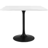 Lippa 36" Square Dining Table in White Wood & Black Metal