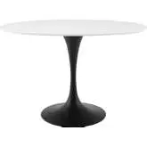 Lippa 48" Oval Dining Table in White Wood & Black Metal