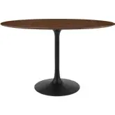 Lippa 48" Oval Dining Table in Walnut Veneer & Black Metal