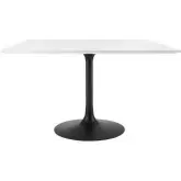 Lippa 47" Square Dining Table in White Wood & Black Metal