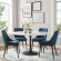 Lippa 60" Round Dining Table in White Faux Marble & Black Metal
