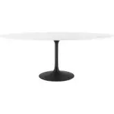 Lippa 78" Oval Dining Table in White Wood & Black Metal