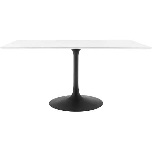 Lippa 60" Dining Table in White Wood & Black Metal