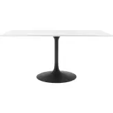 Lippa 60" Dining Table in White Wood & Black Metal