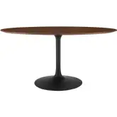 Lippa 60" Oval Dining Table in Walnut Veneer & Black Metal