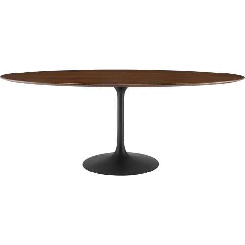 Lippa 78" Oval Dining Table in Walnut Veneer & Black Metal