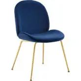 Scoop Dining Chair in Navy Blue Velvet & Gold Stainless