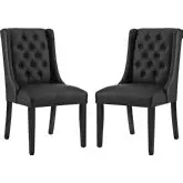 Baronet Dining Chair in Tufted Black Leatherette (Set of 2)