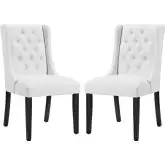 Baronet Dining Chair in Tufted White Leatherette (Set of 2)