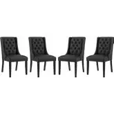 Baronet Dining Chair in Tufted Black Leatherette (Set of 4)