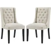 Baronet Dining Chair in Tufted Beige Fabric (Set of 2)