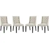 Baronet Dining Chair in Tufted Beige Fabric (Set of 4)