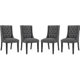 Baronet Dining Chair in Tufted Gray Fabric (Set of 4)