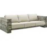 Manteo Outdoor Sofa in Faux Driftwood & Beige Fabric