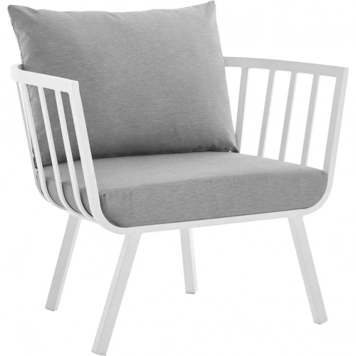 Riverside Outdoor Arm Chair in Gray Aluminum & Gray Fabric