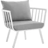 Riverside Outdoor Arm Chair in Gray Aluminum & Gray Fabric