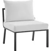 Riverside Outdoor Armless Chair in Gray Metal & White Fabric